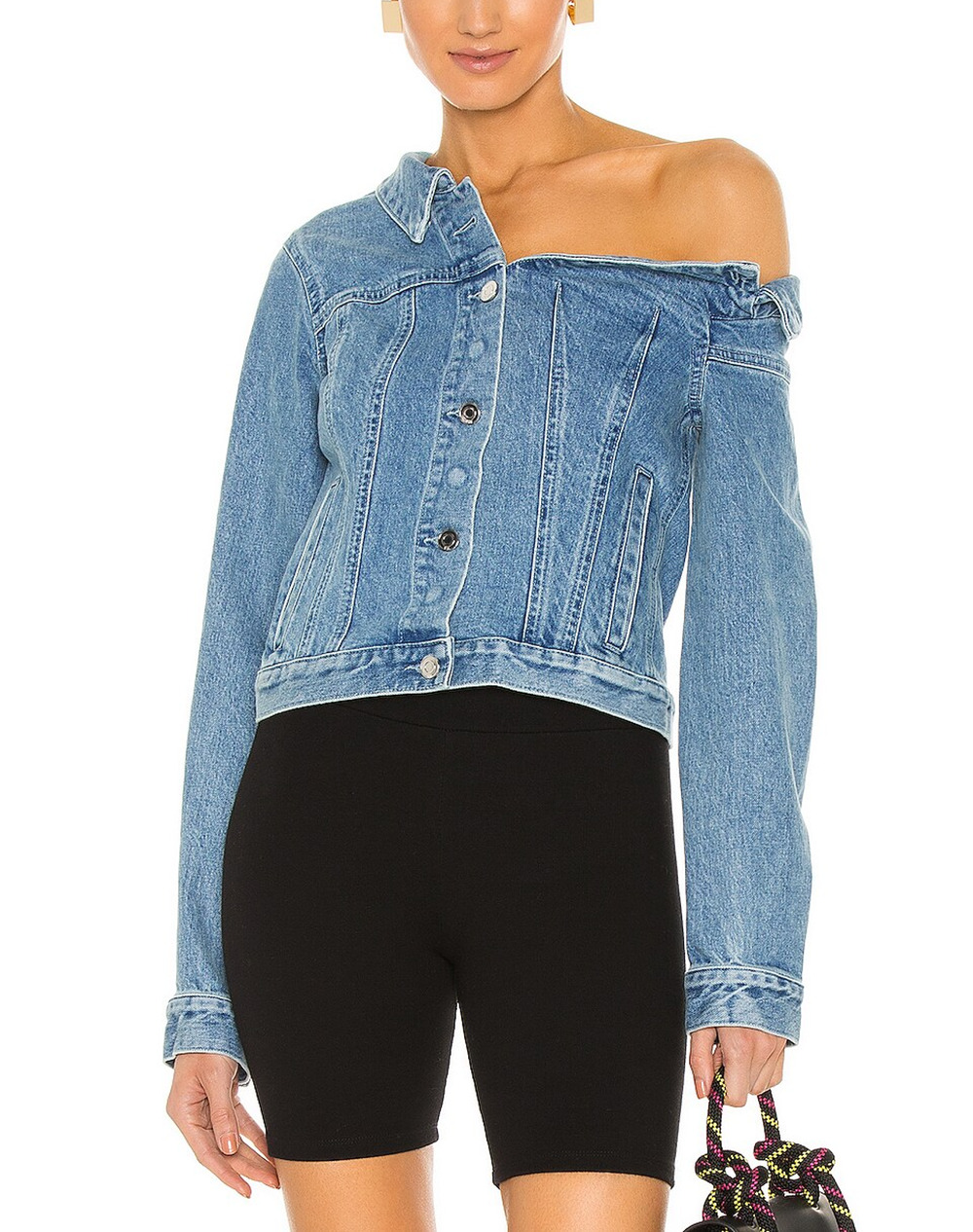 Rta Off Shoulder Natural Blue Rebecca Jacket Size M
